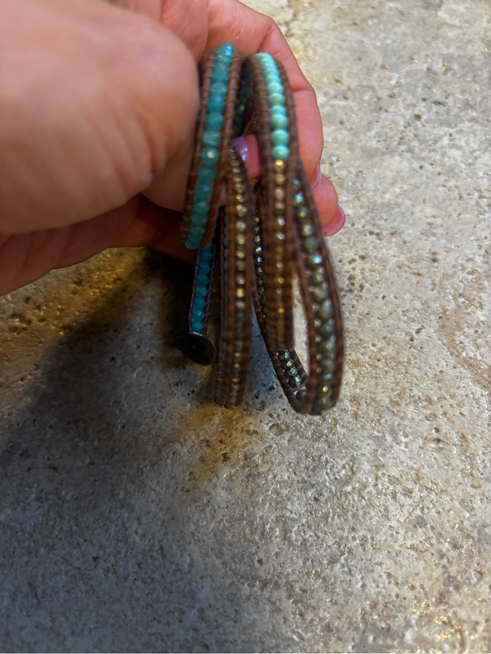 Chan Luu Leather Wrap Bracelet with Turquoise Beads - Picture 4 of 4